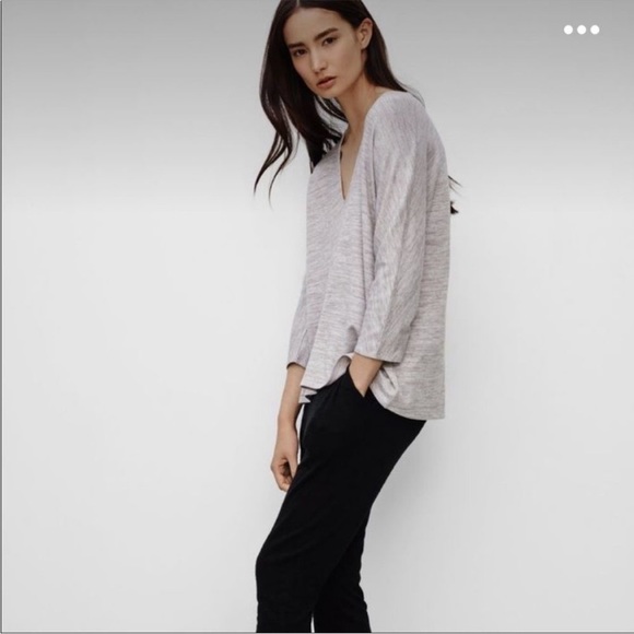 Aritzia Wilfred Free Aneta V-Neck Top  Maroon Burgundy Loose Boxy Fit - Picture 3 of 15